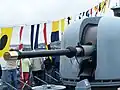 OTO-Melara 76&nbsp;mm gun onboard F221 Hessen, a Sachsen-class frigate of the نیروی دریایی آلمان