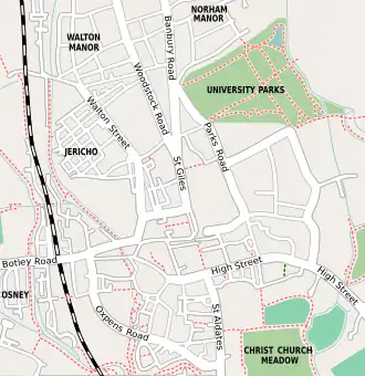 کالج سنت هیو، آکسفورد در Oxford city centre واقع شده