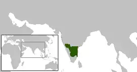 Pallava territories during Narasimhavarman I ح. 645. This includes the Chalukya territories occupied by the Pallavas.