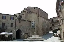Backside of the Church of San Michele Archangelo on Piazza Umberto I, the main square of Panicale