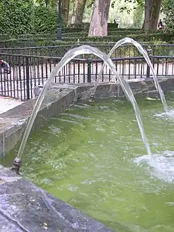 مسیر حرکت سهموی آب در یک آب‌نما.
