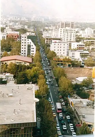 نمای خیابان پاسداران از فراز برج سفید