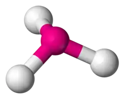 Ball and stick model of scandium hydride