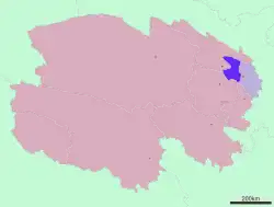 Location of Xining City jurisdiction in Qinghai