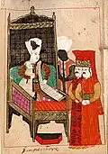 سلطان محمد چهارم نشسته بر تخت سلطنت (اوایل سلطنت)