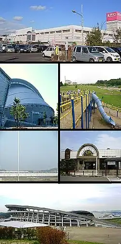 ۱=Aeon Rifu, 2=Miyagi Athletic Park Gymnasium, Kaseinuma Park, 3=Shinkansen Maintenance Center, Rifu Station, 4=Miyagi Stadium