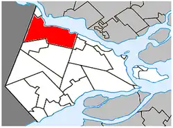 Location within Vaudreuil-Soulanges Regional County Municipality