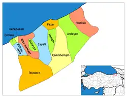 شهرستانهای استان ریزه