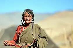 Tibetan woman in September 2009 north of Saga town
