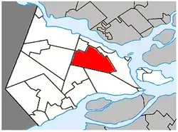 Location within Vaudreuil-Soulanges Regional County Municipality