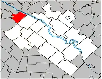 Location within Drummond Regional County Municipality.