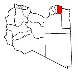 محدوده فعلی استان درنه لیبی