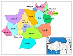 Location of Divriği within Turkey.