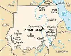 نقشه سودان به اضافه خارطوم