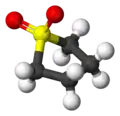 Ball-and-stick model of the sulfolane molecule