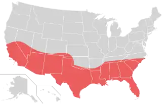 The Sun Belt, highlighted in red