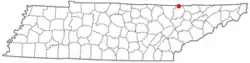 Location of Jellico, Tennessee