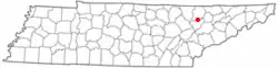 Location of Lake City, Tennessee