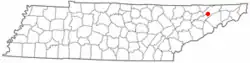 Location of Rogersville, Tennessee