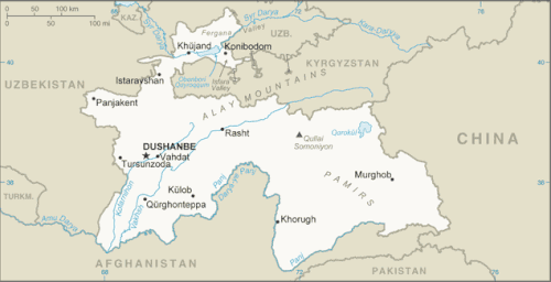 نقشه جغرافیایی تاجیکستان