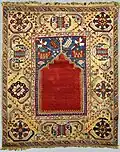18th-century Turkish prayer rug, Southwestern Turkey (Milas region); National Museum, Warsaw