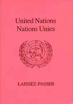 Front of a UN laissez-passer