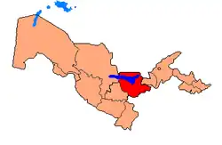 محل استان جیزک بر روی نقشه ازبکستان
