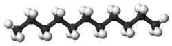 Ball and stick model of undecane