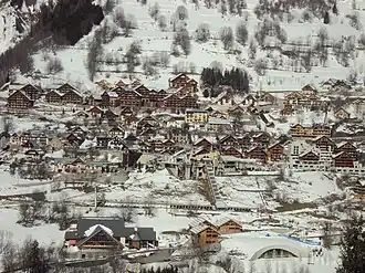 The village seen from the aerial tramway