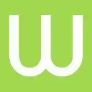 A square image with a lime green background, and a curved W shape dominating the logo.