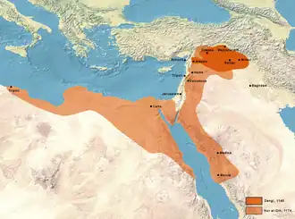 زنگیان در دوره نورالدین زنگی در حدود سال ۱۱۷۴
