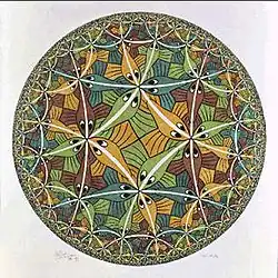 موزاییک کاری هذلولوی: دایره محدود III، سال ۱۹۵۹
