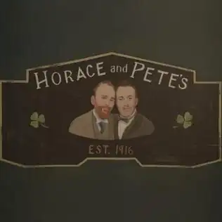A simple painting of the principle actors leaning next to one another